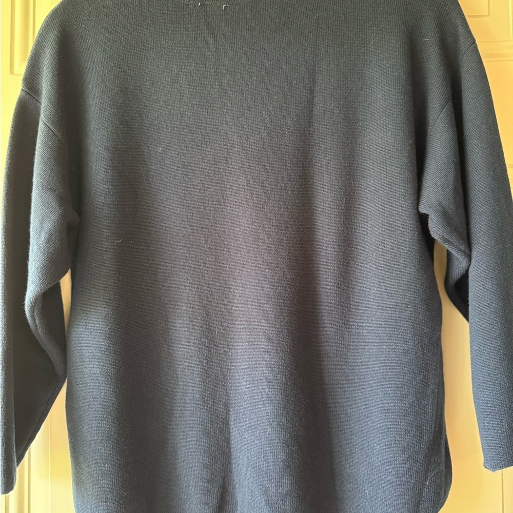 Anthropologie Moth Embroidered Embellished 3/4 Sleeve Pullover Blue Sweater - Picture 3 of 8